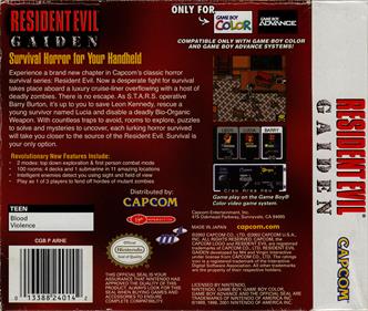 Resident Evil Gaiden - Box - Back Image