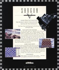 Sargon V: World Class Chess - Box - Back Image