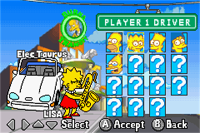The Simpsons: Road Rage - Screenshot - Game Select Image