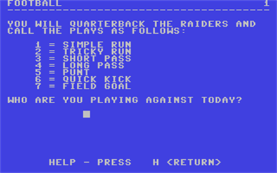 Football (Commodore Educational Software) - Screenshot - Gameplay Image