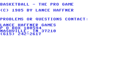 Basketball: The Pro Game - Screenshot - Game Title Image