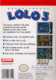 Adventures of Lolo 3 - Box - Back Image