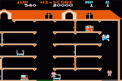 Famicom Mini: Mappy - Screenshot - Gameplay Image