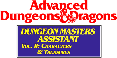 Advanced Dungeons & Dragons: Dungeon Masters Assistant: Volume II: Characters & Treasures - Clear Logo Image