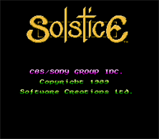 Solstice: The Quest for the Staff of Demnos - Screenshot - Game Title Image