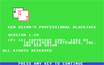 Ken Uston's Professional Blackjack - Screenshot - Game Title Image