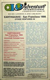 Earthquake San Francisco 1906 - Box - Back Image