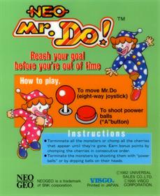 Neo Mr. Do! - Arcade - Controls Information Image