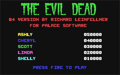 The Evil Dead - Screenshot - High Scores