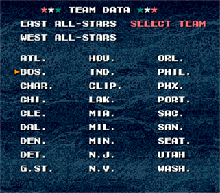 Tecmo Super NBA Basketball - Screenshot - Game Select Image