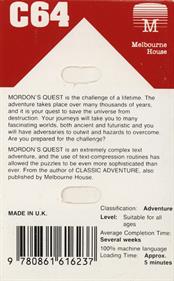 Mordon's Quest - Box - Back Image