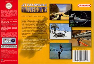 Star Wars: Shadows of the Empire - Box - Back Image