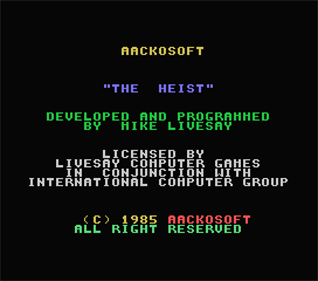 The Heist - Screenshot - Game Title