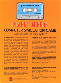 Planet Miners - Box - Back Image
