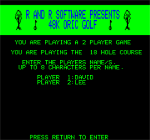 Oric Golf - Screenshot - Game Title Image
