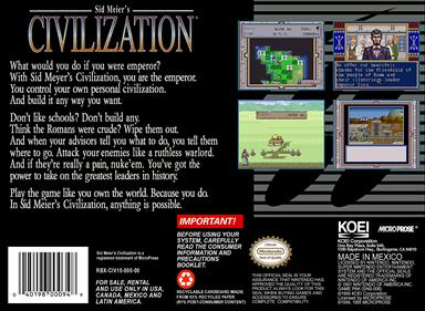 Sid Meier's Civilization - Box - Back Image