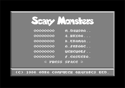 Scary Monsters - Screenshot - High Scores Image