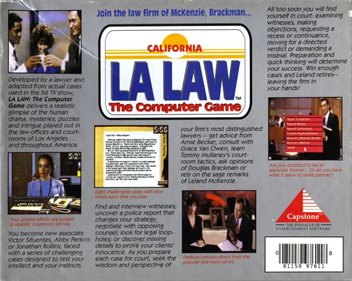 L.A. Law: The Computer Game - Box - Back Image