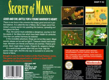 Secret of Mana - Box - Back Image