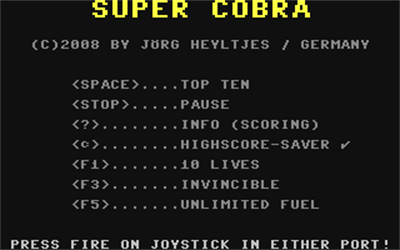 Super Cobra - Screenshot - Game Title Image