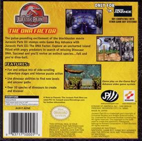 Jurassic Park III: The DNA Factor - Box - Back Image