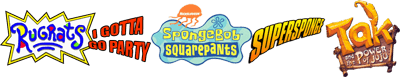 3 in 1: Rugrats: I Gotta Party / Spongebob Squarepants: Supersponge / Tak and the Power of the Juju - Clear Logo Image