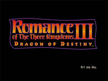 Romance of the Three Kingdoms III: Dragon of Destiny - Screenshot - Game Title Image