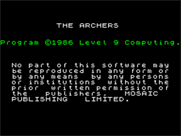 The Archers - Screenshot - Game Title Image