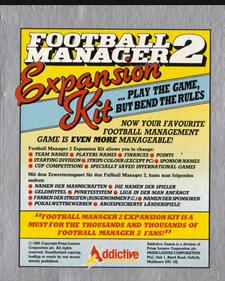 Football Manager 2: Expansion Kit  - Box - Back Image