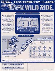 Mr. Do!'s Wild Ride - Advertisement Flyer - Back Image