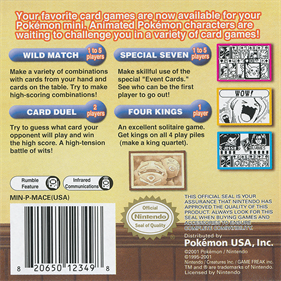 Pokémon Zany Cards - Box - Back Image