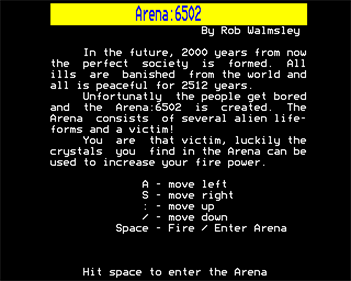 Arena: 6502 - Screenshot - Game Title Image