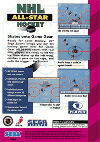 NHL All-Star Hockey - Box - Back Image