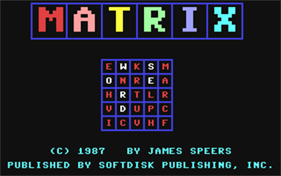 Matrix (Softdisk Publishing) - Screenshot - Game Title Image