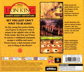 Disney's The Lion King: Simba's Mighty Adventure - Box - Back Image