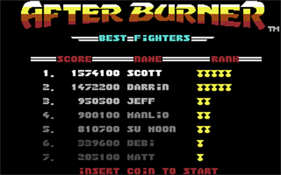 After Burner (North American Version) - Screenshot - High Scores Image