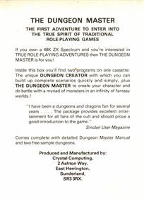 The Dungeon Master - Box - Back Image