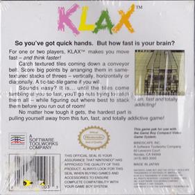 Klax (Mindscape) - Box - Back Image
