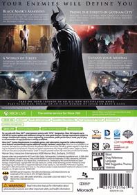 Batman: Arkham Origins - Box - Back Image