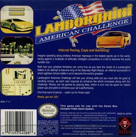 Lamborghini American Challenge - Box - Back Image