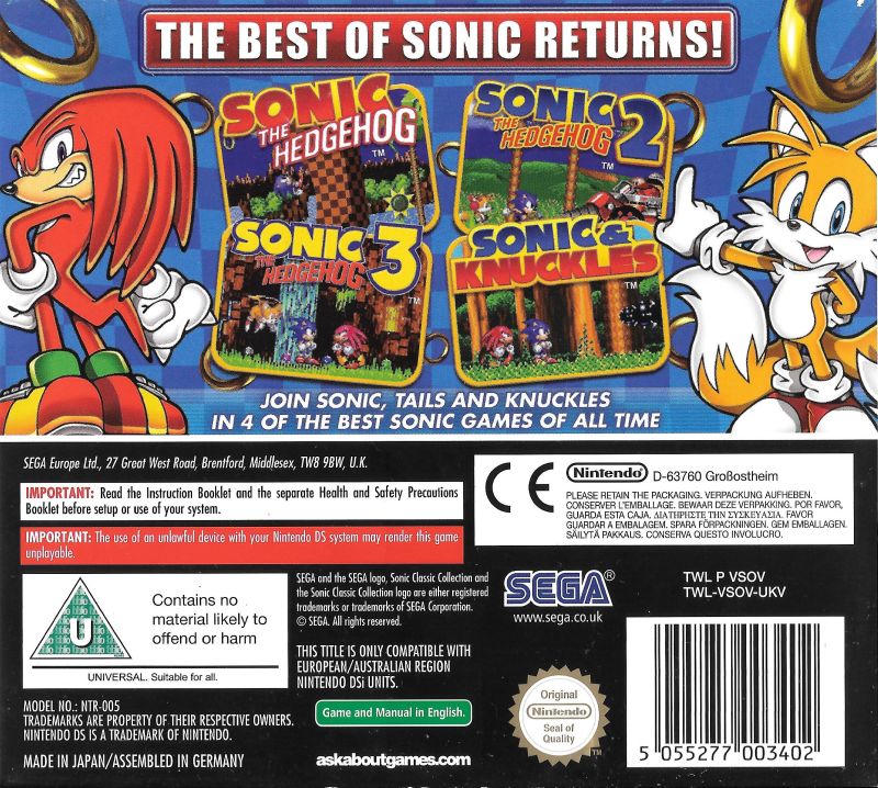  Sonic Classic Collection (Renewed) : Video Games