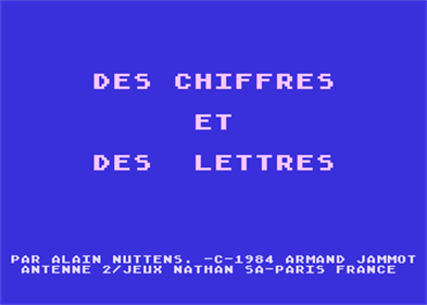 Des Chiffres et des Lettres - Screenshot - Game Title Image