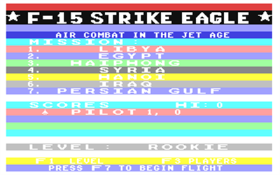 F-15 Strike Eagle - Screenshot - Game Select