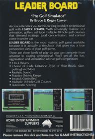 Leader Board: Pro Golf Simulator - Box - Back Image