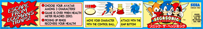 SegaSonic the Hedgehog - Arcade - Controls Information Image