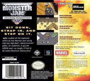 Monster Jam: Maximum Destruction - Box - Back Image