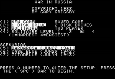 War in Russia - Screenshot - Game Select Image