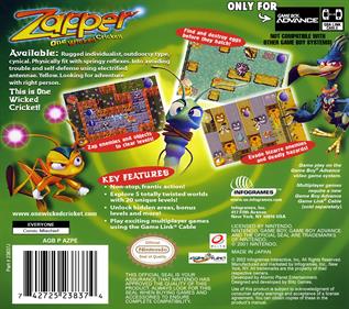Zapper: One Wicked Cricket - Box - Back Image