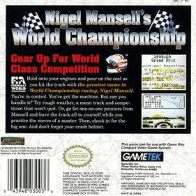 Nigel Mansell's World Championship Racing - Box - Back Image