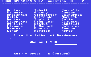 Shakesperian Quiz